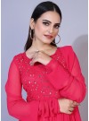 Pink Mirror Embroidered Georgette Anarkali Style Gown